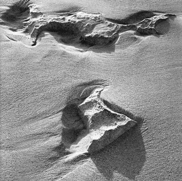 Pebble on sand, Porbandar II (b/w photo)  a 