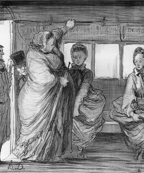 Horse Tram in Paris / Litho.by H.Daumier a 