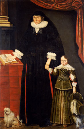Portrait Of A Lady & A Young Boy, Perhaps Anne Bonham & Her Son, Hugh a 