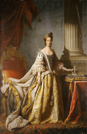 Portrait Of Queen Charlotte (1744-1818), Wife Of King George III, Full Length In Robes Of State a 