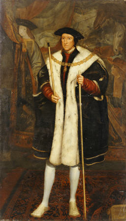 Portrait Of Thomas Howard, Third Duke Of Norfolk (1473-1553), Standing Full Length, Wearing The Orde a 