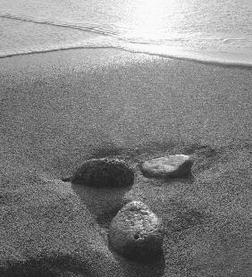 Pebbles on sand, Porbandar (b/w photo) 
