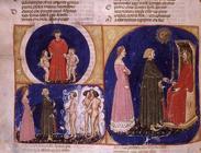 Paradiso VI f.56v Conversation with Justinian, from the Divine Comedy