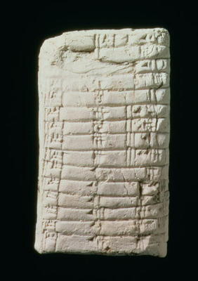 Prehistoric clay tablet with multiplication table, a 