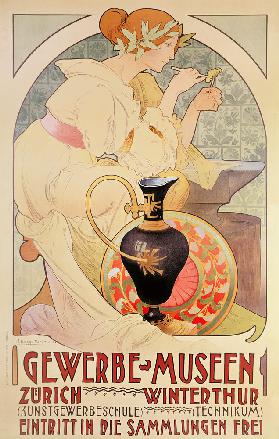 Poster Advertising the Gewerbe Museen, Zurich