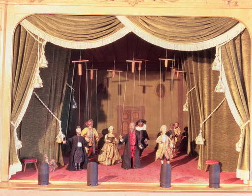Puppet theatre with marionettes, 18th century (photo) a 