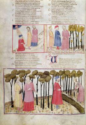 Purg.XXVIII f.47v Virgil taking his leave and the Divine Forest, from the Divine Comedy a 