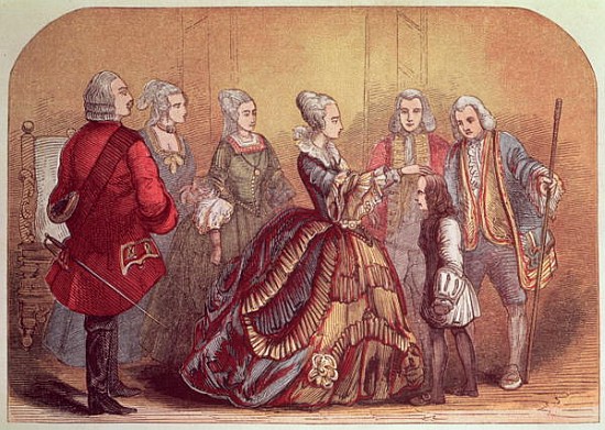 Queen Anne touching Dr. Johnson, when a boy, to cure him of Scrofula or ''King''s Evil'' a 