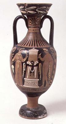 Red-figure amphora depicting a funerary stele, Apulian (pottery) a 