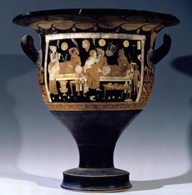 Red-figure bell krater depicting a banquet scene, (pottery) (for detail see 85013) a 