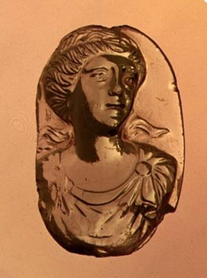 Relief of a bust of a woman (aquamarine) a 