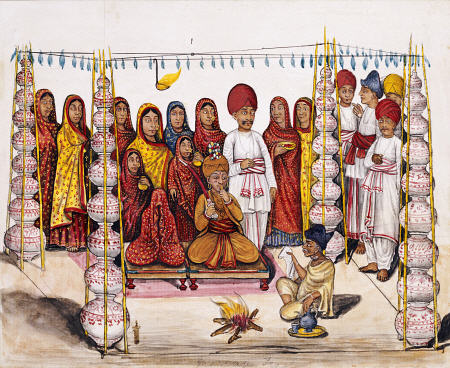 Scenes From A Marriage Ceremony: The Betrothal; Kutch School, Circa 1845 a 