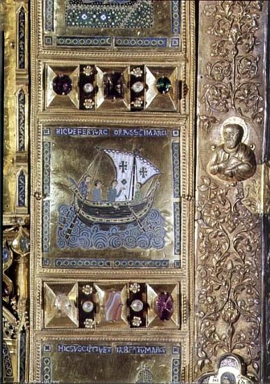 Settlement of the Body of St. Mark, enamel panel from the Pala d''Oro, San Marco Basilica, 10th-12th a 