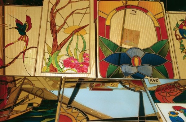 Stained glass pictures at weekly open-air market (photo)  a 