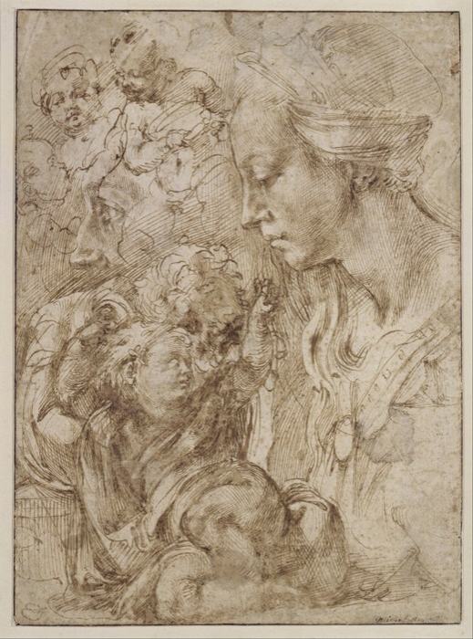 Studies for a Holy Family with John the Baptist as Child a 