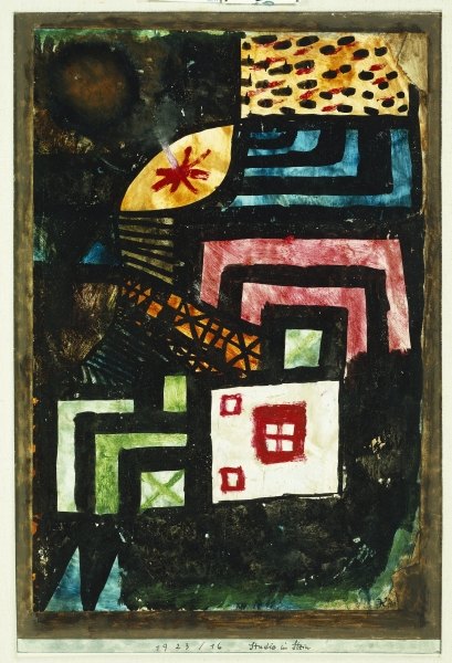 Study in Stone, 1923 (no 16) (oil, w/c and brush & black ink on paper laid down on board)  a 