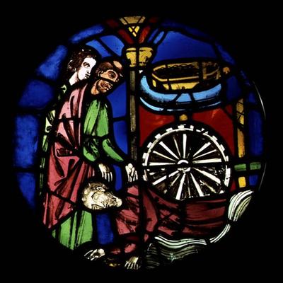 Scene from the Old Testament, 13th century (stained glass) a 