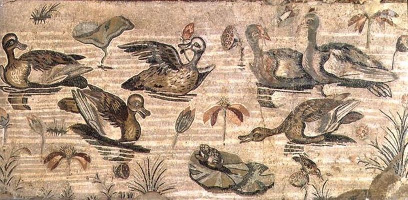 Scene of waterfowl on the Nile from the House of the Faun, Pompeii, 2nd century BC (mosaic) a 