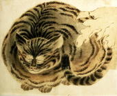 Sleeping cat, pub. c.1850, (w/c)