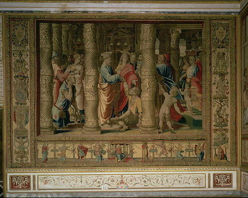 St. Peter and St. John heal a cripple at the gate of the temple, from the Brussels Tapestries, repli a 