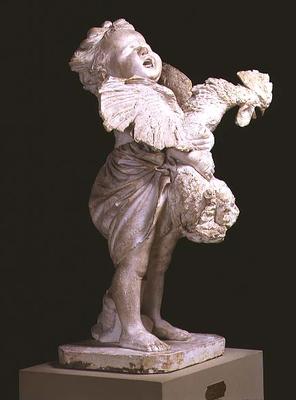Statue of a child holding a cockerel by Adriano Cecioni (1838-66) (plaster) a 