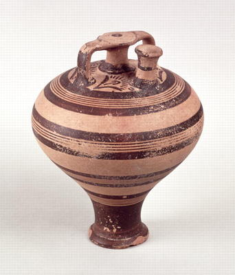 Stirrup Jar, Mycenaean, c.1500-1200 BC (painted earthenware) a 