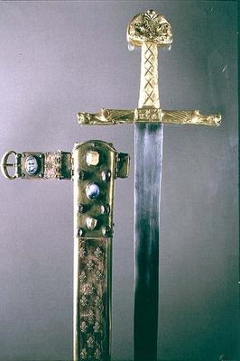 Sword with sheath, said to have belonged to Charlemagne (747-814) (gold set with precious stones) a 