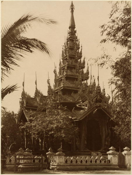 Temple in Mandalay, Burma, late 19th century (albumen print) (b/w photo)  a 