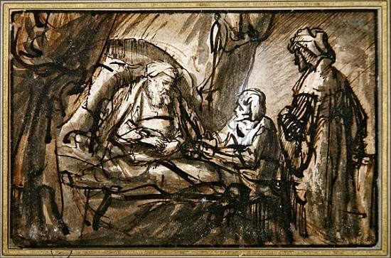 The Benediction of Isaac (pen & ink and wash) a 
