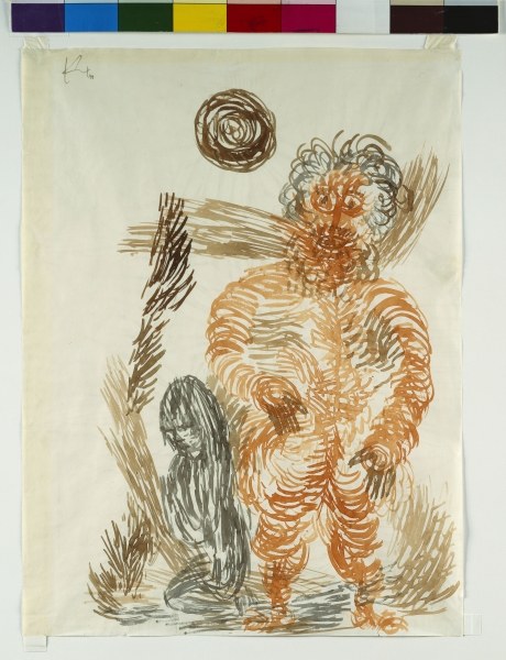 The Power of the Giant, 1933 (brush & black ink and coloured inks on paper)  a 
