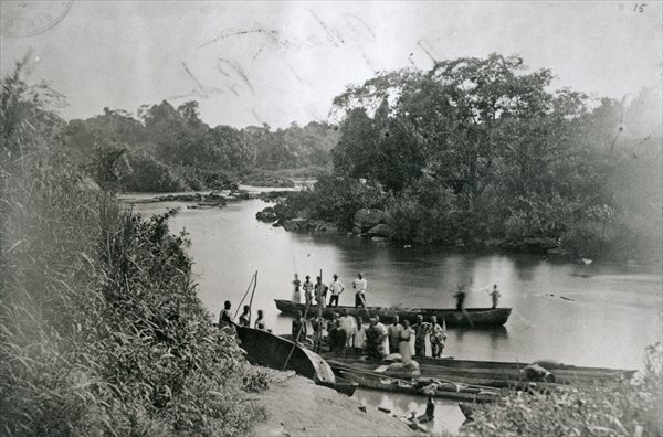 The River Volta on the Gold coast of Ghana, c.1883 (b/w photo)  a 