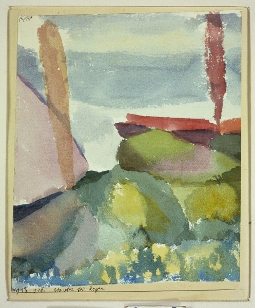 The Seaside in the Rain, 1913 (w/c on paper laid down on board)  a 