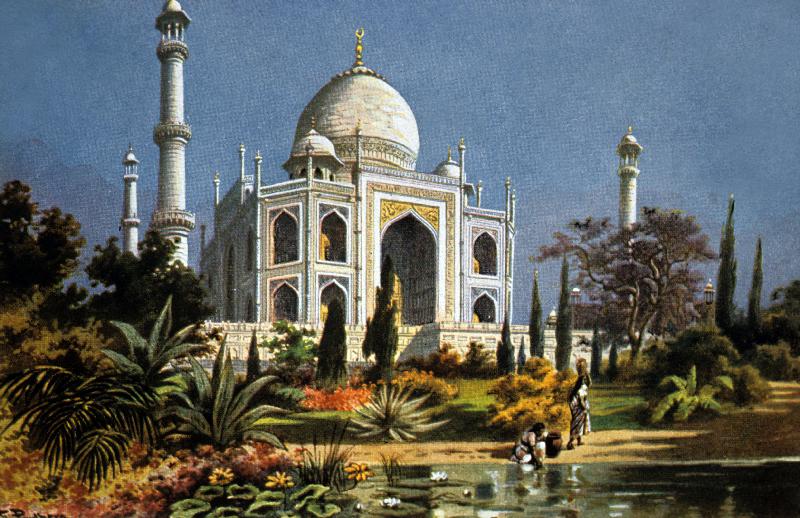The Taj Mahal in Agra marble mausoleum built in 1632 - 1644 by moghul emperor Shah Jahan for his dea a 