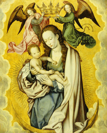 The Virgin And Child In Glory, With Two Angels Holding The Virgin''s Crown a 