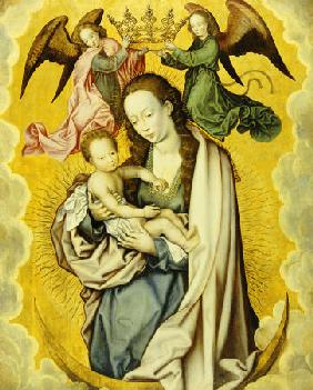 The Virgin And Child In Glory, With Two Angels Holding The Virgin''s Crown