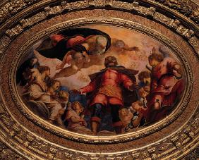 Tintoretto, origin.Jacopo Robusti 1518-1594. ''Saint Roche in Glory'', 1564. Ceiling painting, oil o
