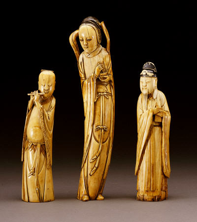 Three Ivory Figures Of Immortals a 