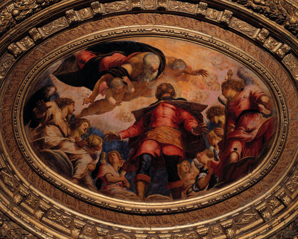 Tintoretto, origin.Jacopo Robusti 1518-1594. ''Saint Roche in Glory'', 1564. Ceiling painting, oil o a 