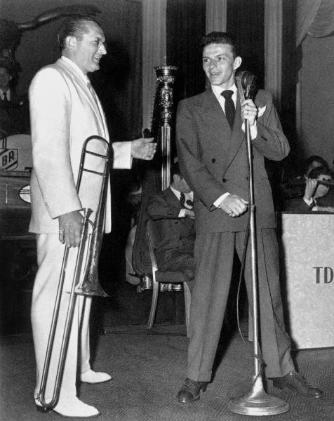 Tommy Dorsey and Frank Sinatra on stage in New York a 