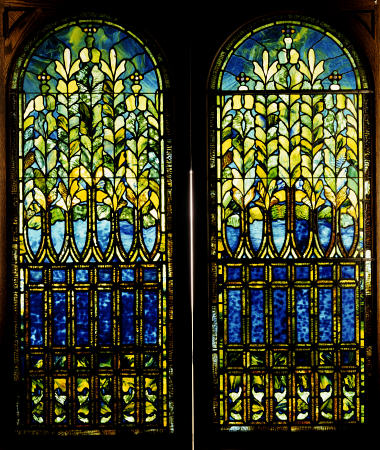 Two Leaded And Plated Glass Windows a 