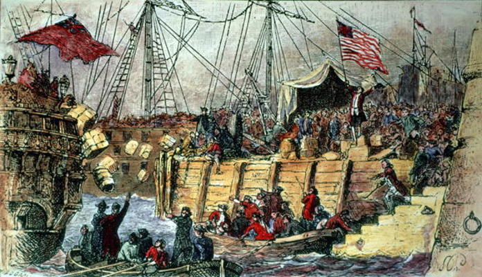 The Boston Tea Party, 16th December 1773 (colour litho) a 