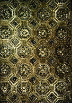 The ceiling of the Sala dell'Udienza, designed by Benedetto (1442-97) and Giuliano (1432-90) da Maia a 