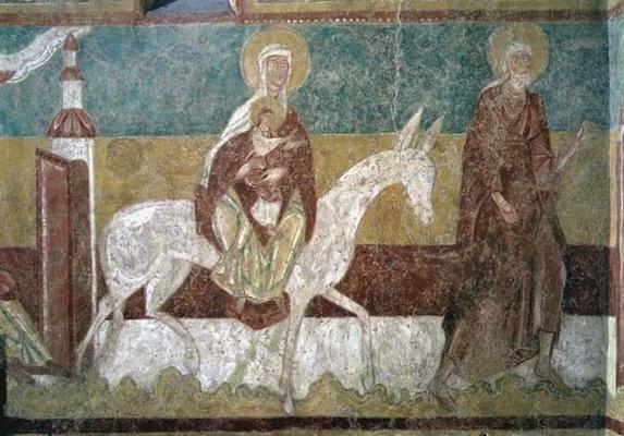 The Flight into Egypt, from the wall of the Choir, 12th-13th century (fresco) a 