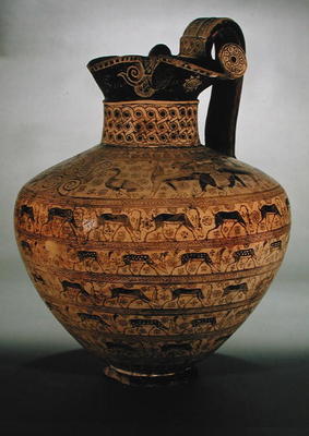 The 'Levy Oinochoe', an East Greek Orientalizing vase decorated with rows of fabulous animals and wi a 