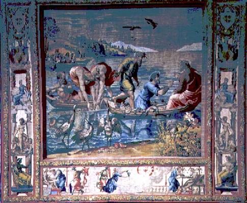 The Miraculous Draught of Fishes, from the Brussels Tapestries, replicas of Raphael's Vatican series a 