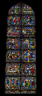 The Passion, lancet window in the west facade, 12th century (stained glass) (detail of 98062) a 