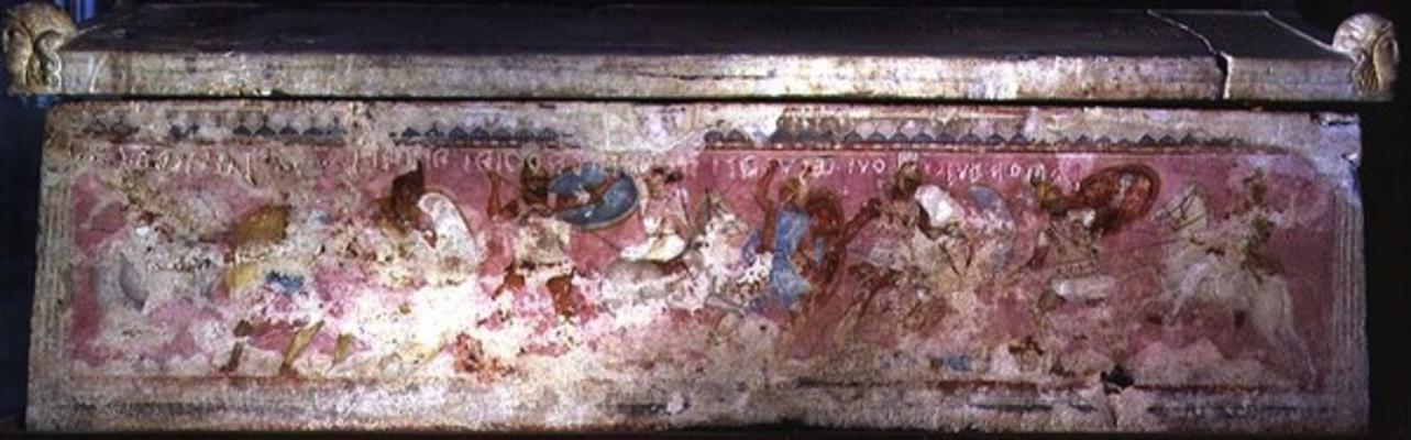The sarcophagus of the Amazons, decorated with scenes of fighting between Greeks and Amazons, from T a 
