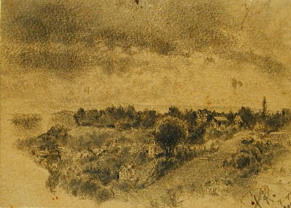 Untitled (Berne, view onto the Rosengarten) 1897 (pencil and brush on paper)  a 