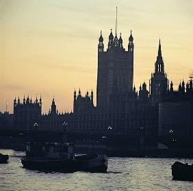 View of the Houses of Parliament, from the south bank of the River Thames