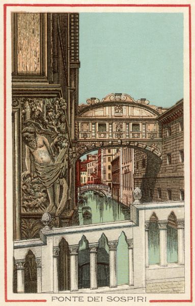 Venice, Bridge of Sighs, Col.lithography a 